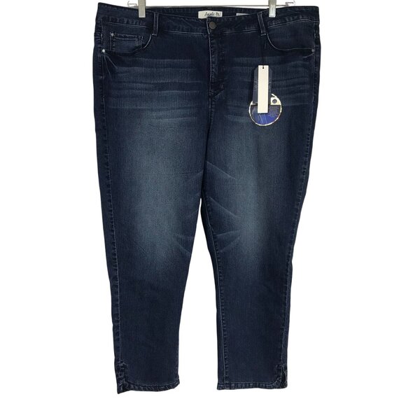 ANGELS FOREVER YOUNG - WOMEN'S 24W - BLUE DENIM SIGNATURE SKINNY CROP JEANS - Picture 1 of 13